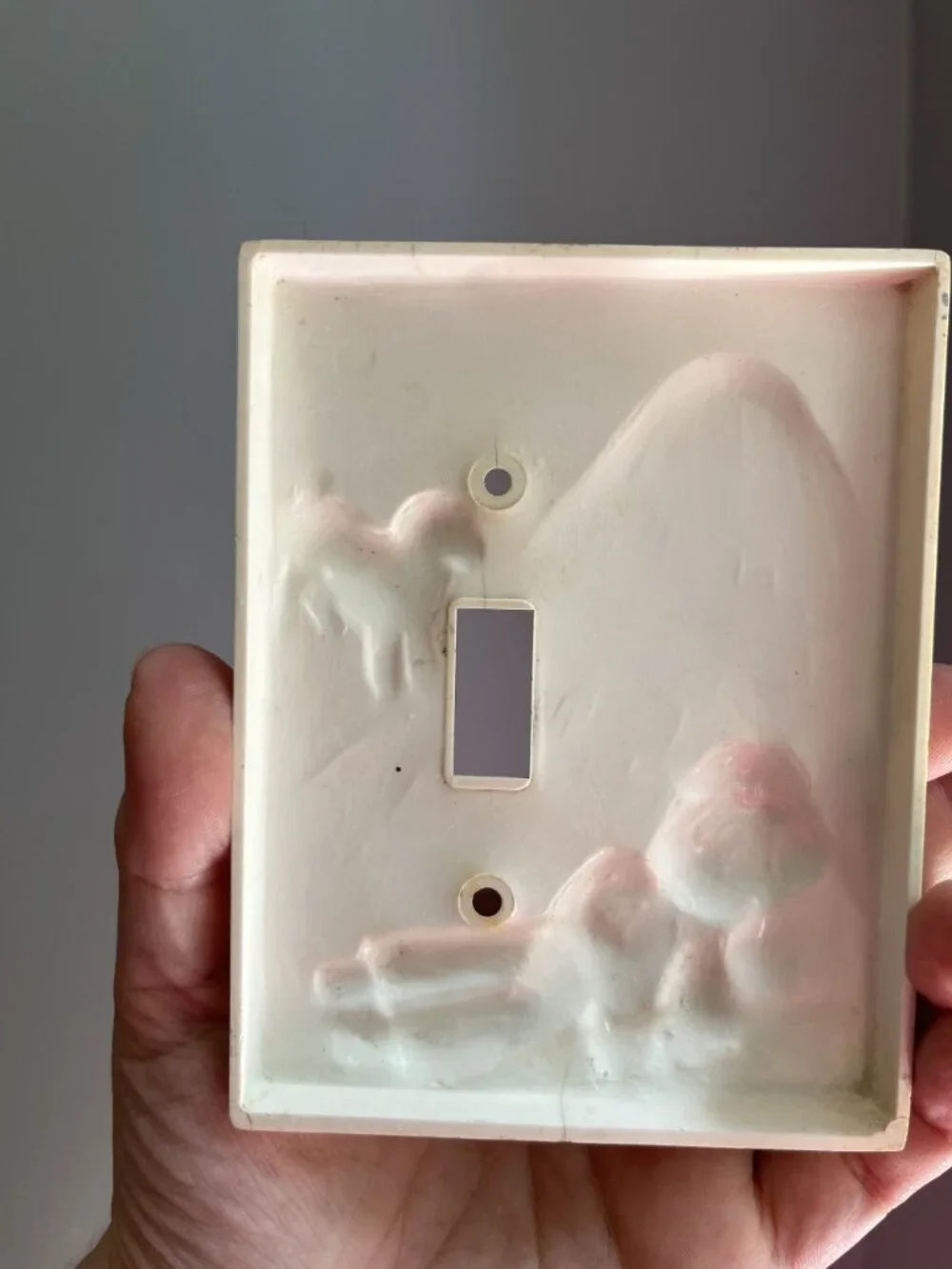 Vintage Hand-Painted Light Switch Cover Little Boy Blue